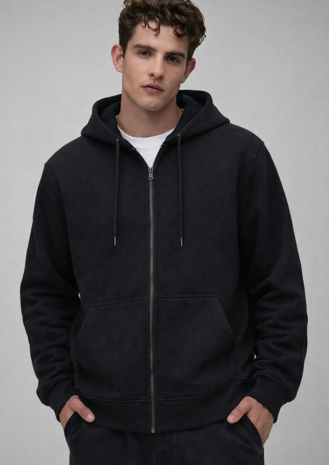 Basic Oversized Zip Through Hoodie