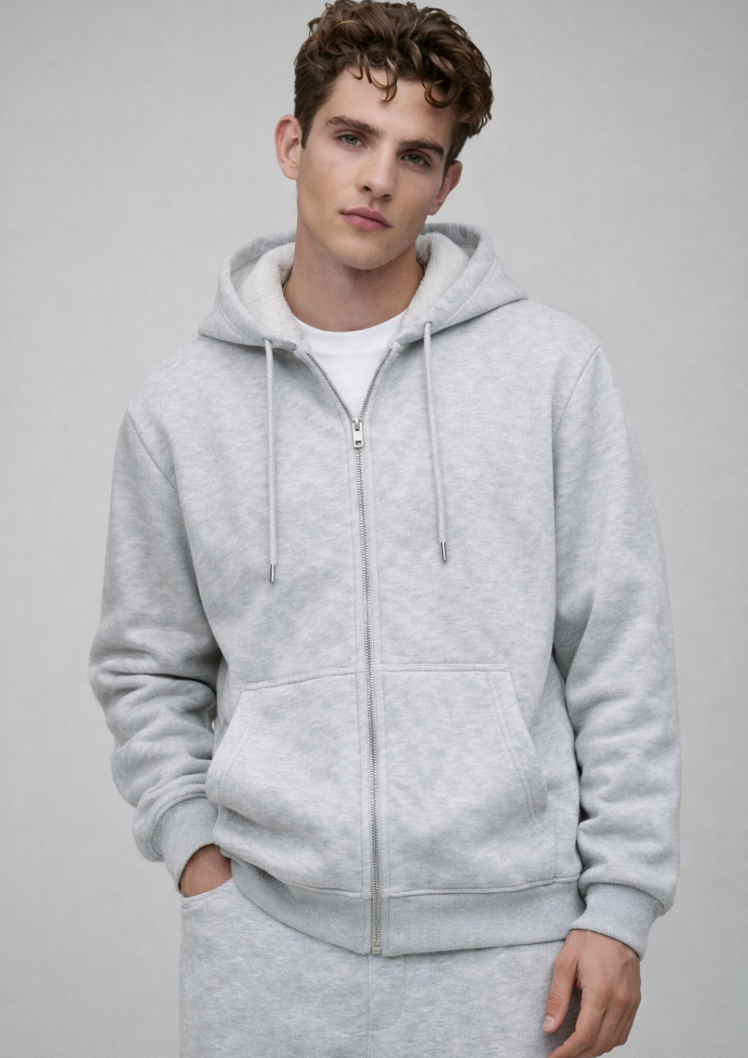 Basic Oversized Zip Through Hoodie