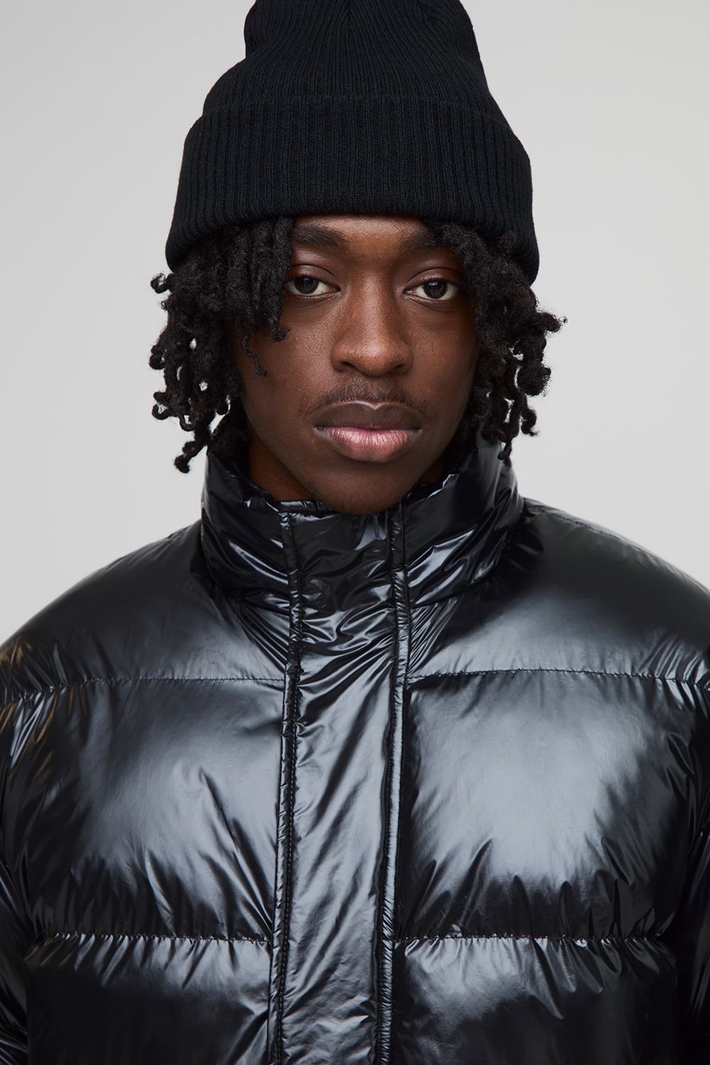 Regular Fit Reversible Mix Fabric Panelled Funnel Neck Puffer Jacket