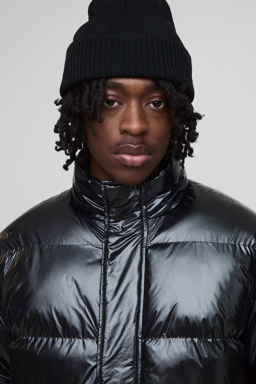 Regular Fit Reversible Mix Fabric Panelled Funnel Neck Puffer Jacket