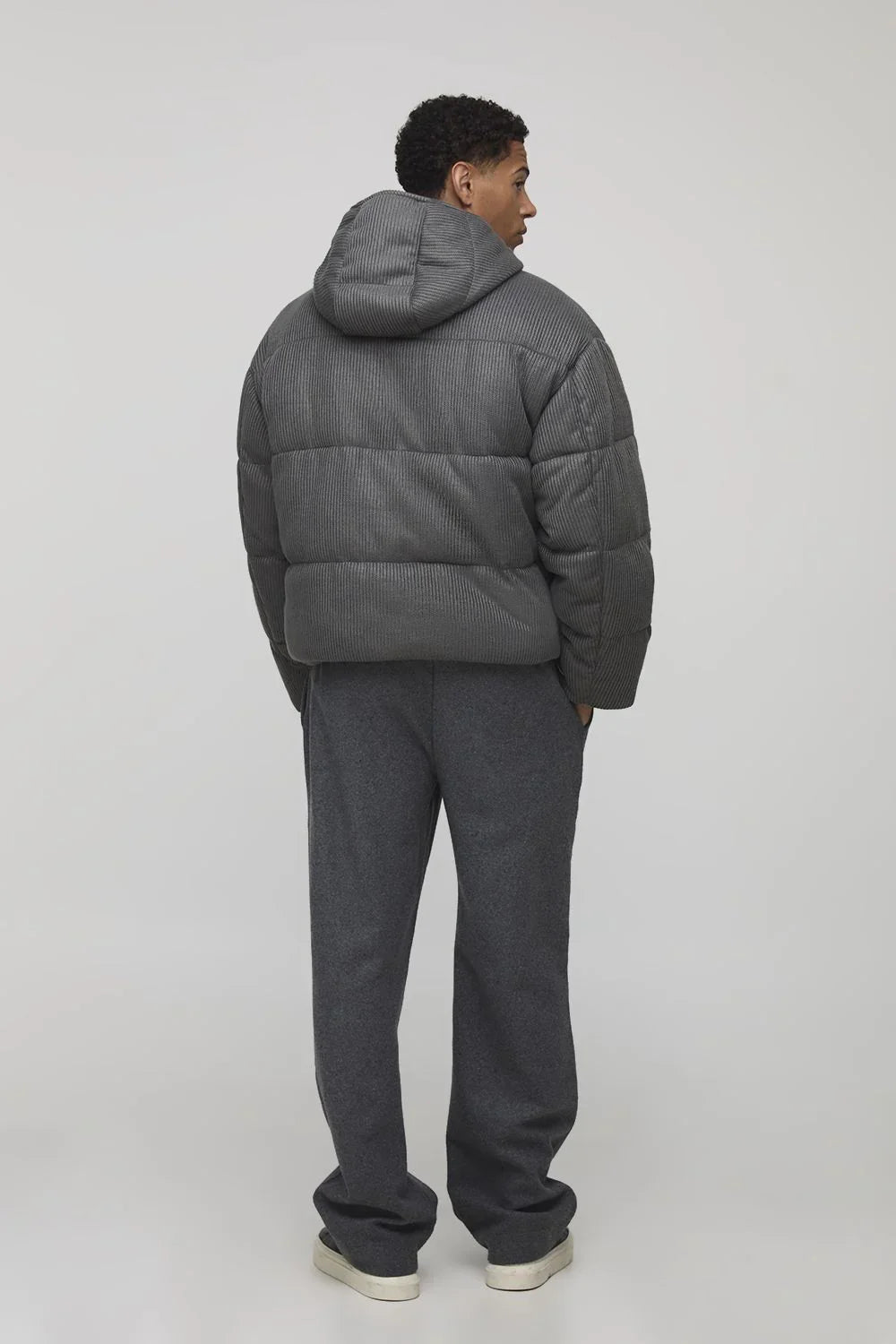 Oversized Fit Knitted Hooded Puffer Jacket