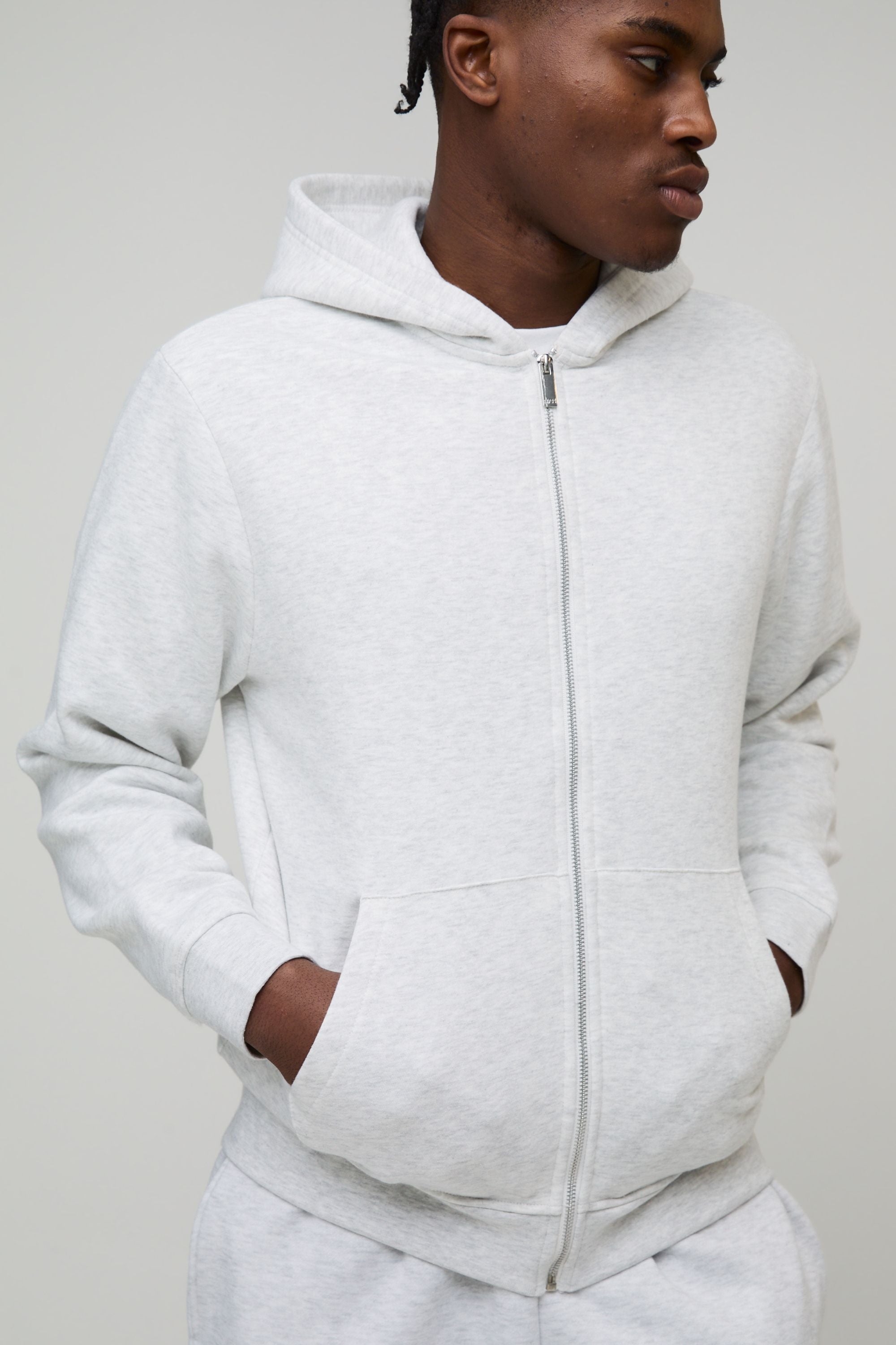 Basic Regular Zip Through Hoodie