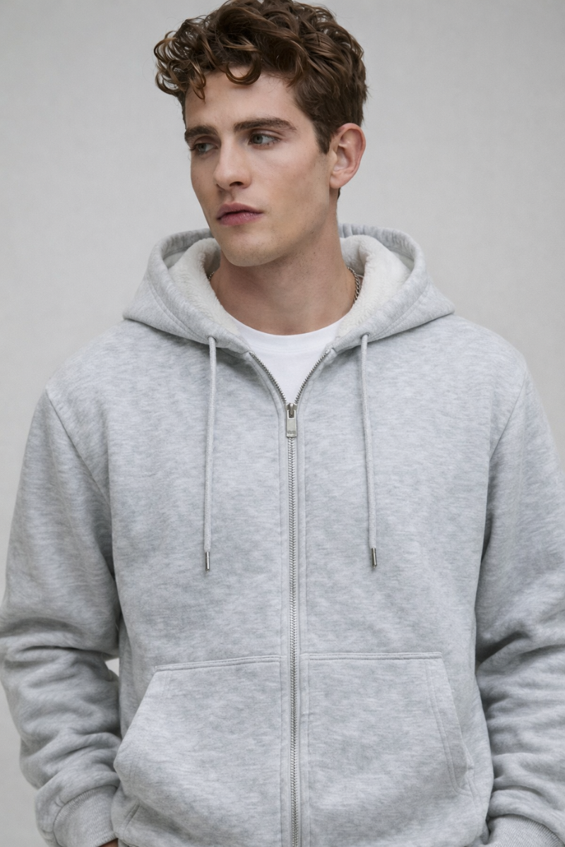 Basic Oversized Zip Through Hoodie