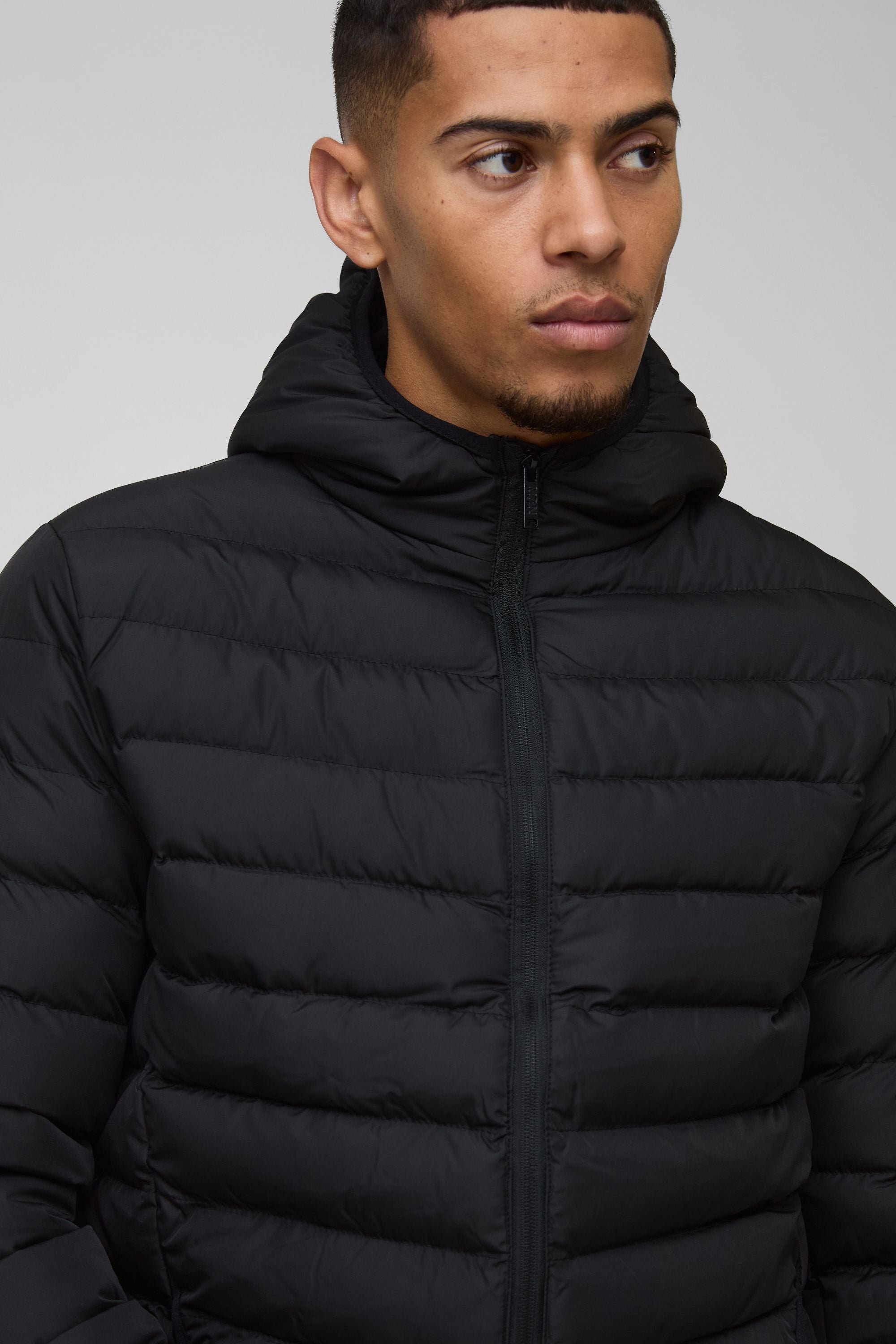 Regular Fit Quilted Zip Through Hooded Jacket
