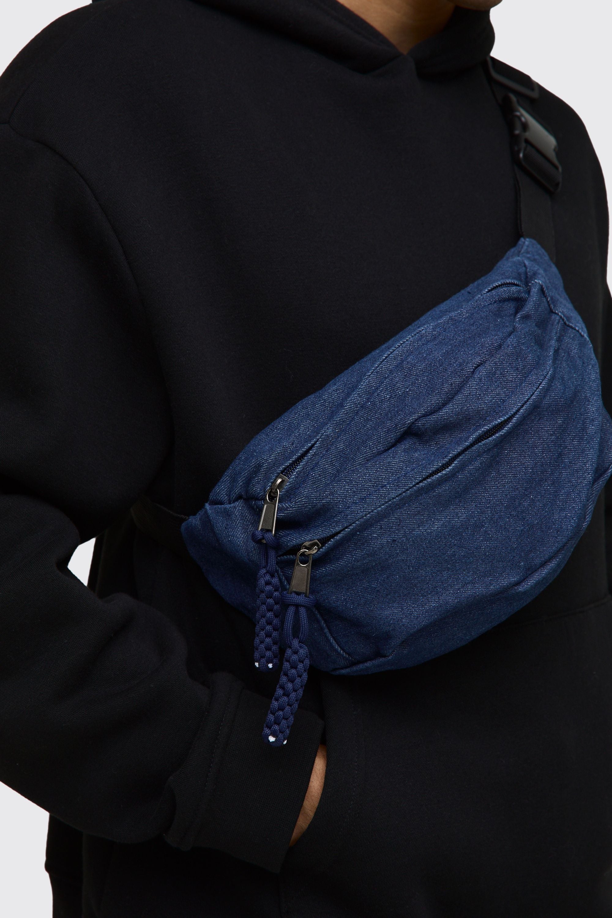 Denim Double Pocket Cross Body Bag