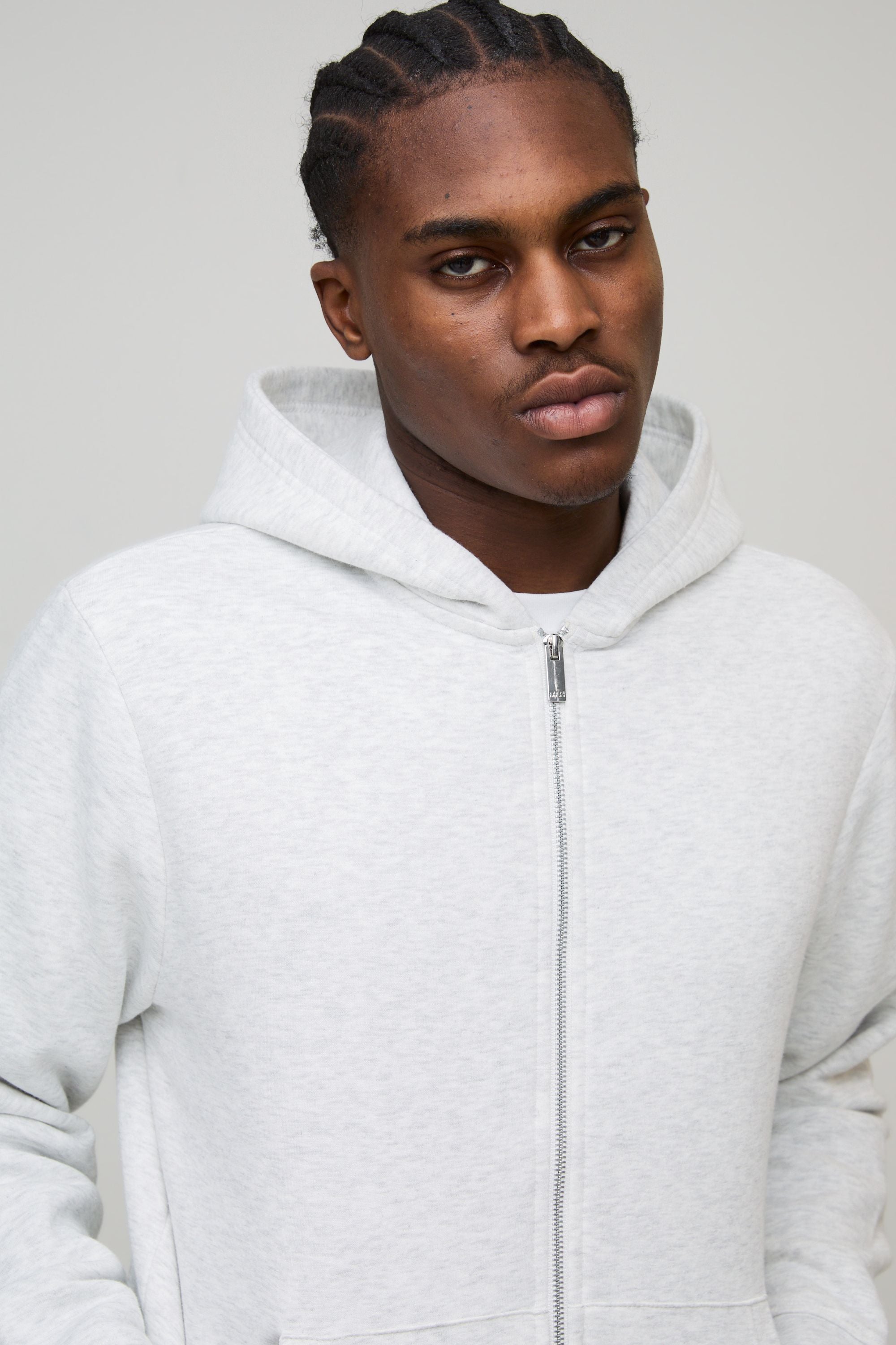 Basic Regular Zip Through Hoodie