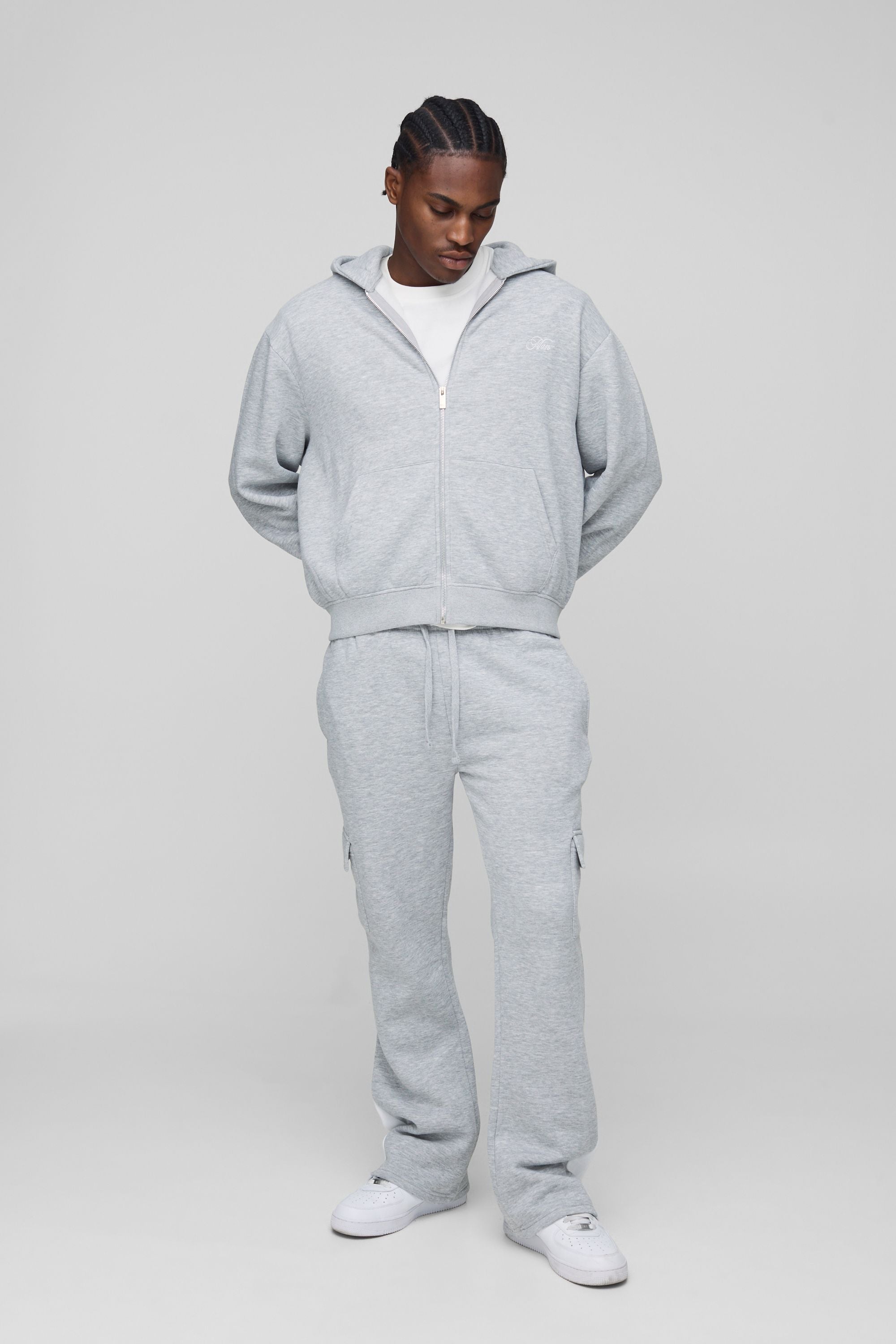 Oversized Boxy Man Script Zip Through Gusset Tracksuit
