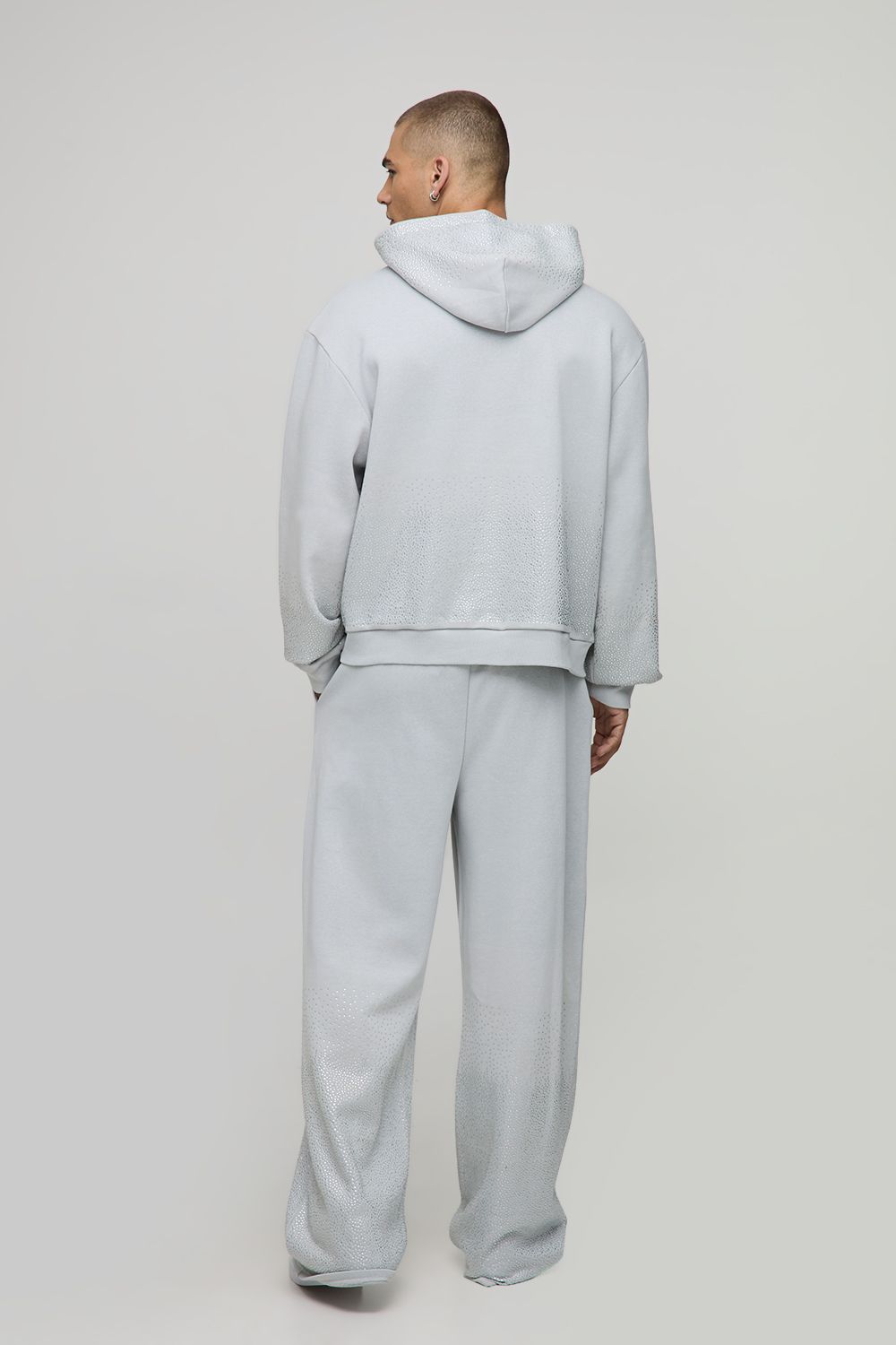 Oversized Boxy Rhinestone Hoodie And Wide Leg Jogger
